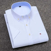 Men's Short Sleeve Shirts Oxford Plaid Striped Casual Dress Shirts - Acapparelstore